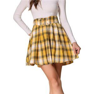 Plaid Mini Skirt for Women Yellow